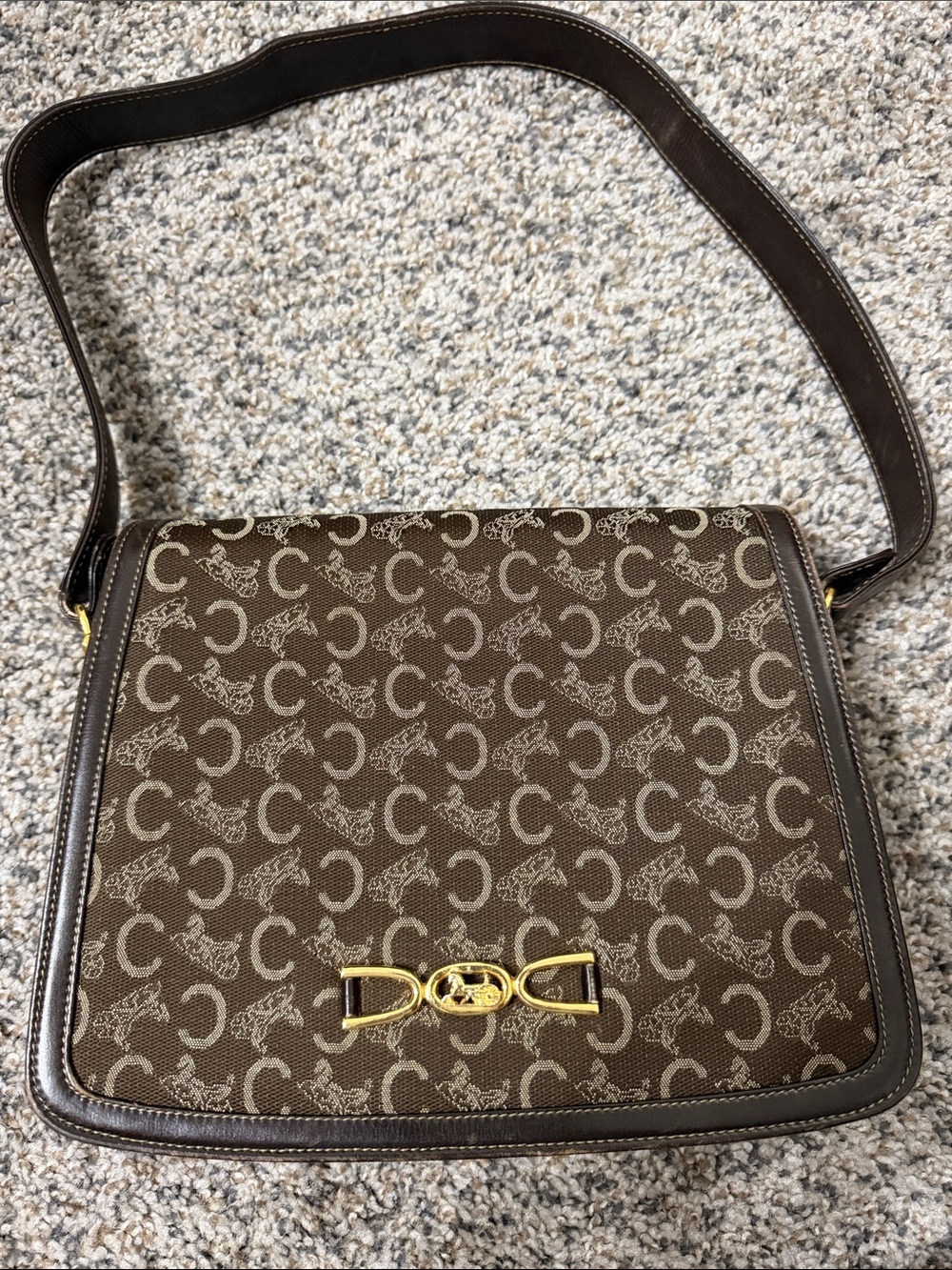 Celine Vintage C Macadam Horse Carriage Shoulder Bag